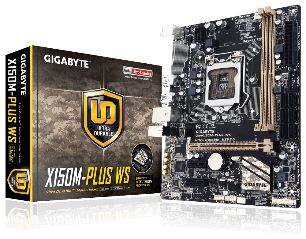 MB GIGABYTE GA-X150M-PLUS WS  Rev.1.0 DDR4 LGA1151, INTEL C232, ATX, BOX